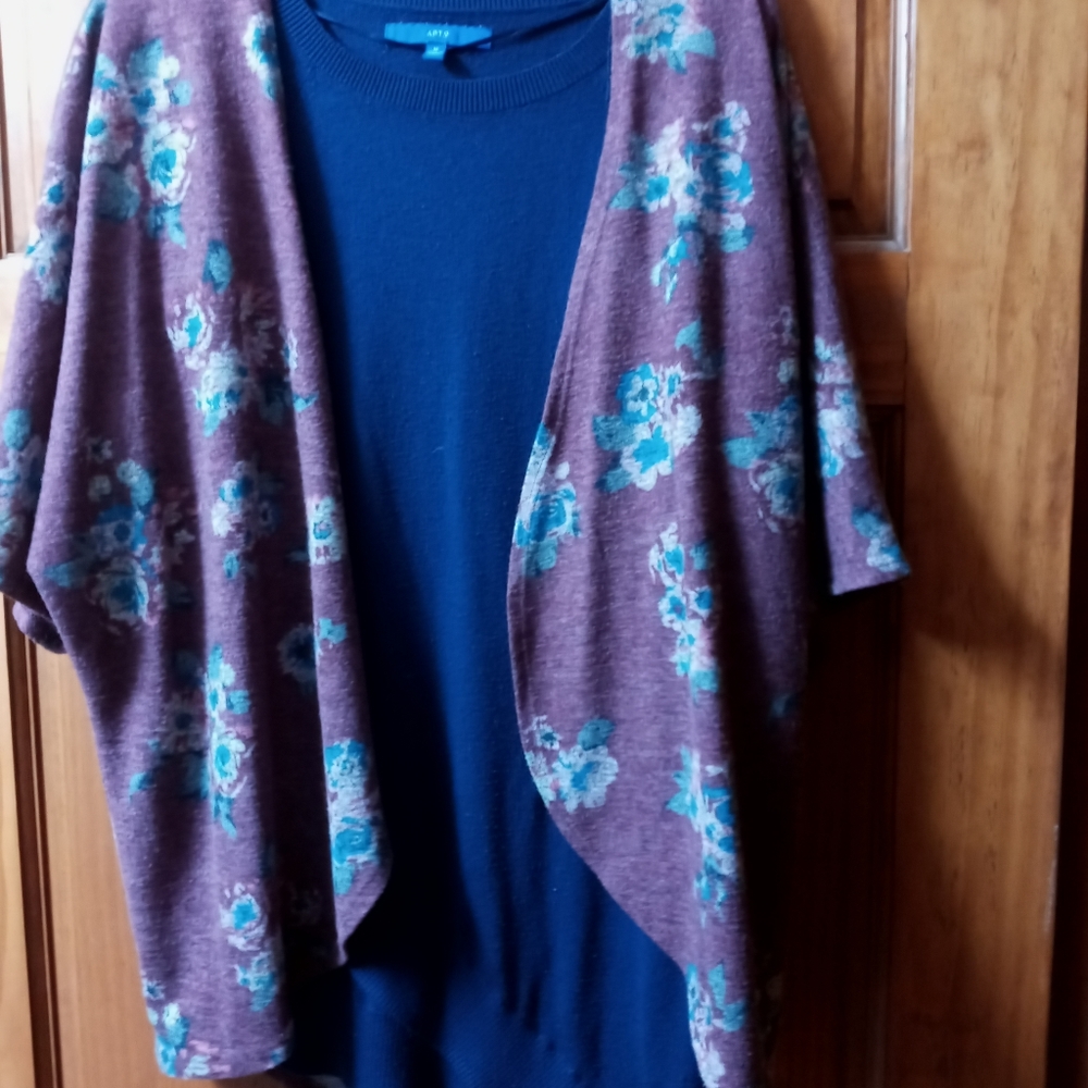 2 PC Pullover with open shawl/cardigan